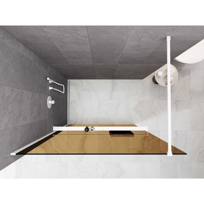Mexen Kioto+ Duschwand mit Ablage Walk-in 100 x 200 cm, Bronze 8 mm, Weiß - 800-100-121-20-32