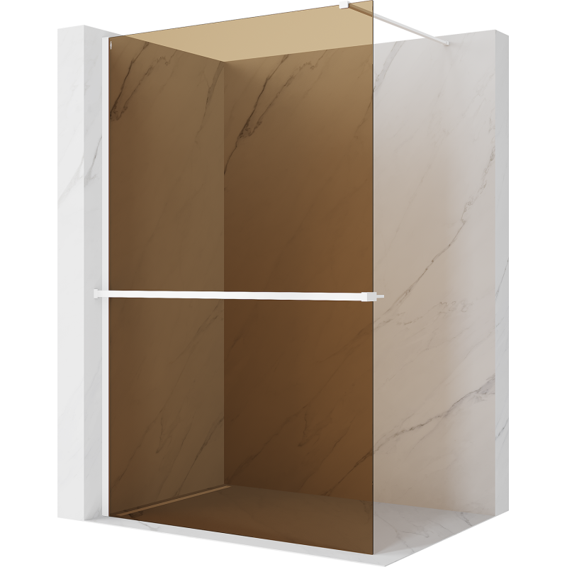 Mexen Kioto+ Duschwand mit Ablage Walk-in 110 x 200 cm, Bronze 8 mm, Weiß - 800-110-121-20-32