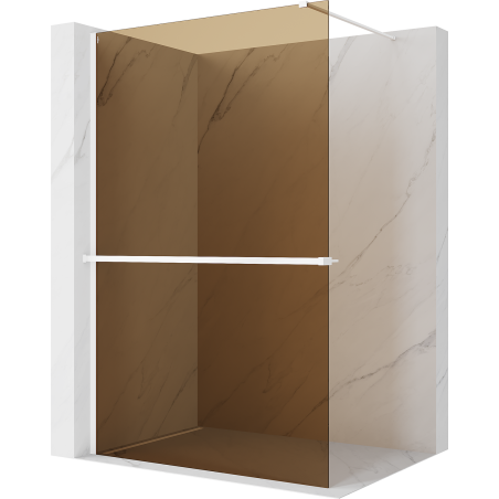 Mexen Kioto+ Duschwand mit Ablage Walk-in 120 x 200 cm, Bronze 8 mm, Weiß - 800-120-121-20-32