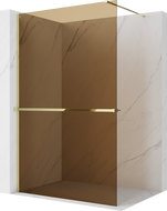 Mexen Kioto+ Duschwand mit Regal Walk-in 80 x 200 cm, Bronze 8 mm, Gold - 800-080-121-50-32