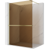 Mexen Kioto+ Duschwand mit Regal Walk-in 70 x 200 cm, 8 mm Bronz, gebürstetes Gold - 800-070-121-55-32