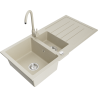 Mexen Andres Granitspüle 1,5-Becken mit Abtropffläche und Küchenarmatur Telma, beige - 6515-69-670200-69
