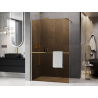 Mexen Kioto+ Duschwand mit Regal Walk-in 120 x 200 cm, bronzefarben 8 mm, gebürstetes Gold - 800-120-121-55-32