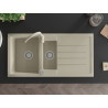 Mexen Andres Granitspüle 1,5-Becken mit Abtropffläche und Küchenarmatur Telma, beige - 6515-69-670200-69