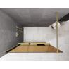 Mexen Kioto+ Duschwand mit Regal Walk-in 140 x 200 cm, Bronze 8 mm, gebürstetes Gold - 800-140-121-55-32