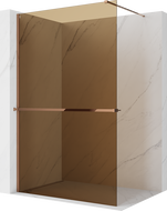Mexen Kioto+ Duschwand mit Regal Walk-in 140 x 200 cm, Bronze 8 mm, Roségold - 800-140-121-60-32