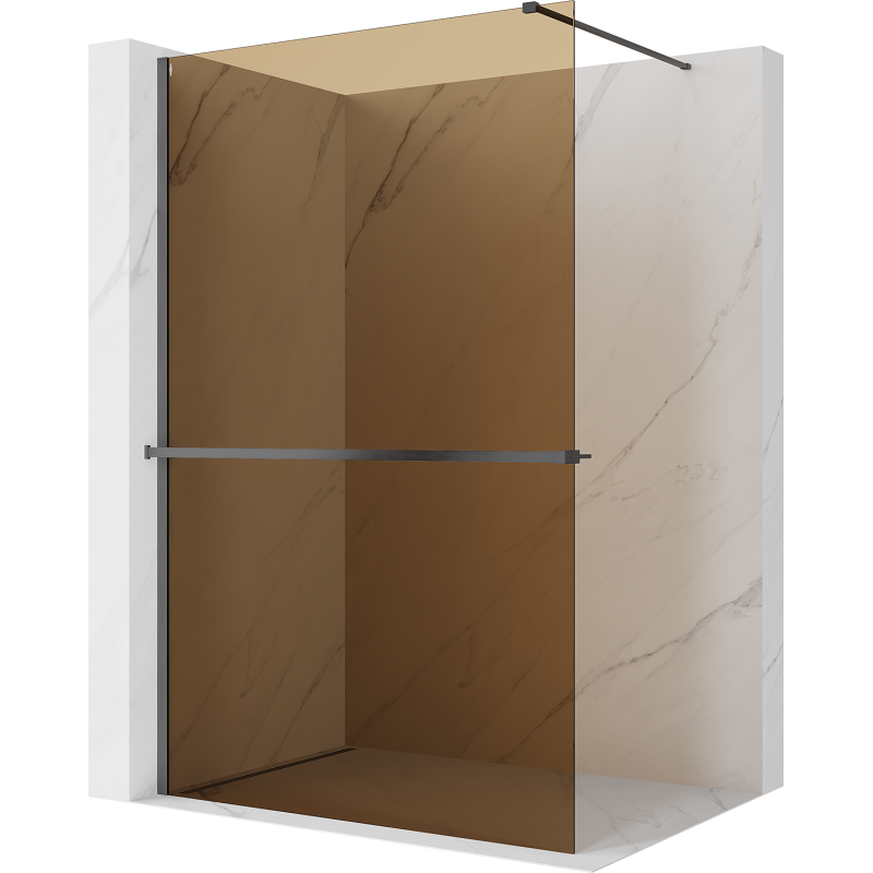 Mexen Kioto+ Duschwand mit Ablage Walk-in 70 x 200 cm, Braun 8 mm, gebürstetes Gun Gray - 800-070-121-66-32