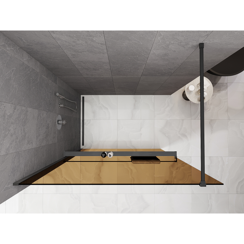 Mexen Kioto+ Duschwand mit Ablage Walk-in 110 x 200 cm, Bronze 8 mm, gun gray gebürstet - 800-110-121-66-32