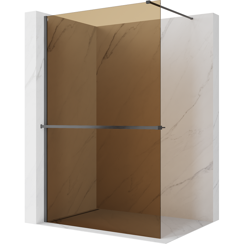 Mexen Kioto+ Duschwand mit Ablage Walk-in 110 x 200 cm, Bronze 8 mm, gun gray gebürstet - 800-110-121-66-32