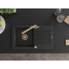 Mexen Pablo Granitspüle 1-beckig mit Abtropffläche und Küchenarmatur Duero, schwarz/silber metallic - 6510-73-671600-50