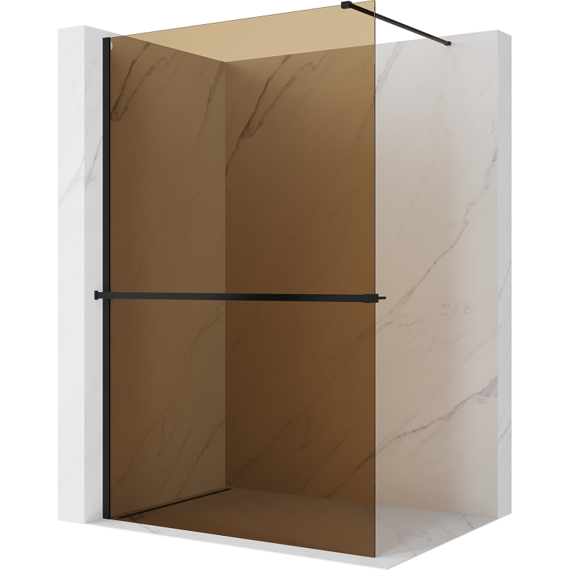 Mexen Kioto+ Duschwand mit Regal Walk-in 70 x 200 cm, Bronze 8 mm, Schwarz - 800-070-121-70-32