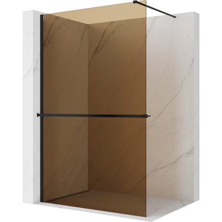 Mexen Kioto+ Duschwand mit Regal Walk-in 70 x 200 cm, Bronze 8 mm, Schwarz - 800-070-121-70-32