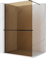 Mexen Kioto+ Duschwand mit Ablage Walk-in 100 x 200 cm, Bronze 8 mm, Schwarz - 800-100-121-70-32
