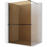 Mexen Kioto+ Duschwand mit Ablage Walk-in 110 x 200 cm, Bronze 8 mm, Schwarz - 800-110-121-70-32