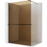 Mexen Kioto+ Duschwand mit Ablage Walk-in 120 x 200 cm, bronze 8 mm, schwarz - 800-120-121-70-32
