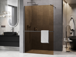 Mexen Kioto+ Duschwand mit Ablage Walk-in 70 x 200 cm, Bronze 8 mm, Gun Metal - 800-070-121-95-32