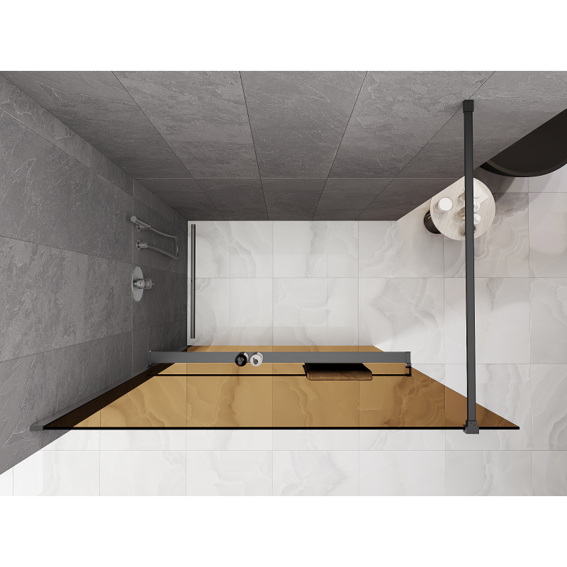 Mexen Kioto+ Duschwand mit Ablage Walk-in 110 x 200 cm, Bronze 8 mm, Gun Metal - 800-110-121-95-32