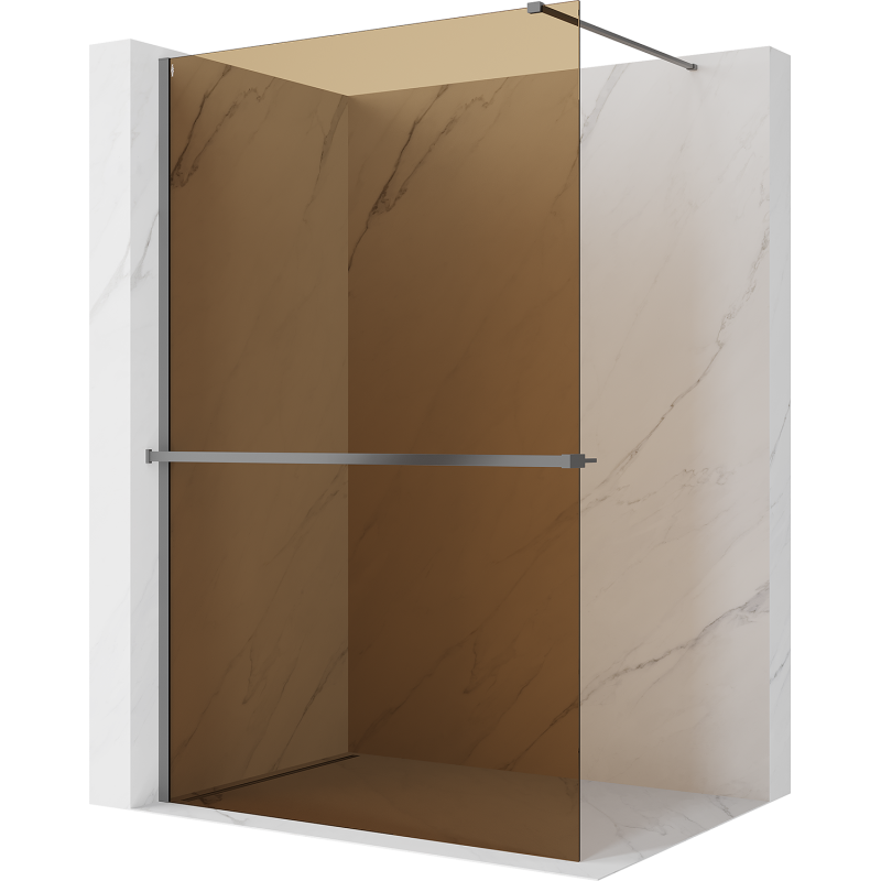 Mexen Kioto+ Duschwand mit Regal Walk-in 120 x 200 cm, Bronze 8 mm, Gun Metal - 800-120-121-95-32