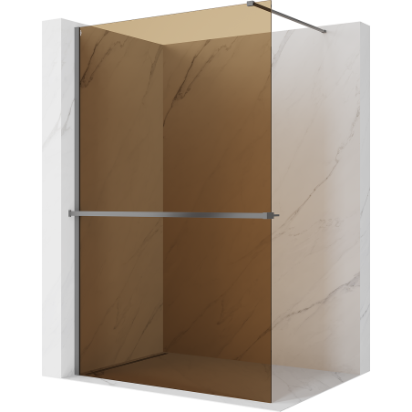 Mexen Kioto+ Duschwand mit Regal Walk-in 130 x 200 cm, Bronze 8 mm, Gun Metal - 800-130-121-95-32