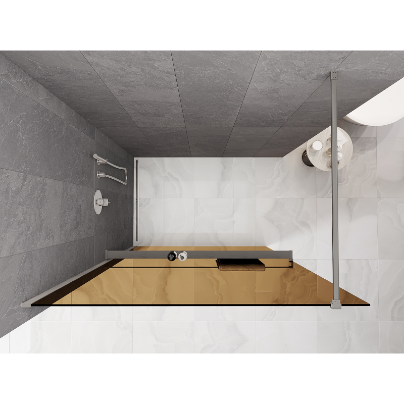 Mexen Kioto+ Duschwand mit Ablage Walk-in 70 x 200 cm, bronze 8 mm, gebürsteter Nickel - 800-070-121-97-32