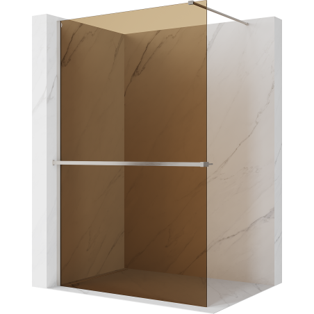 Mexen Kioto+ Duschwand mit Ablage Walk-in 90 x 200 cm, Bronze 8 mm, gebürstetes Nickel - 800-090-121-97-32