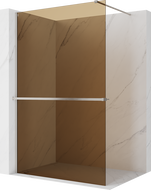 Mexen Kioto+ Duschwand mit Ablage Walk-in 100 x 200 cm, Bronze 8 mm, gebürsteter Nickel - 800-100-121-97-32