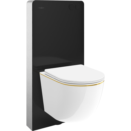 Mexen Lena Aufputz-WC-Set Tex Air G mit pneumatischem Gestell, WC-Schüssel und Soft-Close-Sitz, weiß/gold - 615030224005A-70