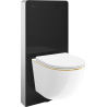 Mexen Lena Aufputz-WC-Set Tex Air G mit pneumatischem Gestell, WC-Schüssel und Soft-Close-Sitz, weiß/gold - 615030224005A-70