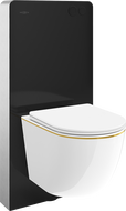 Mexen Lena Aufputz-WC-Set Tex Air G mit pneumatischem Gestell, WC-Schüssel und Soft-Close-Sitz, weiß/gold - 615030224005A-70