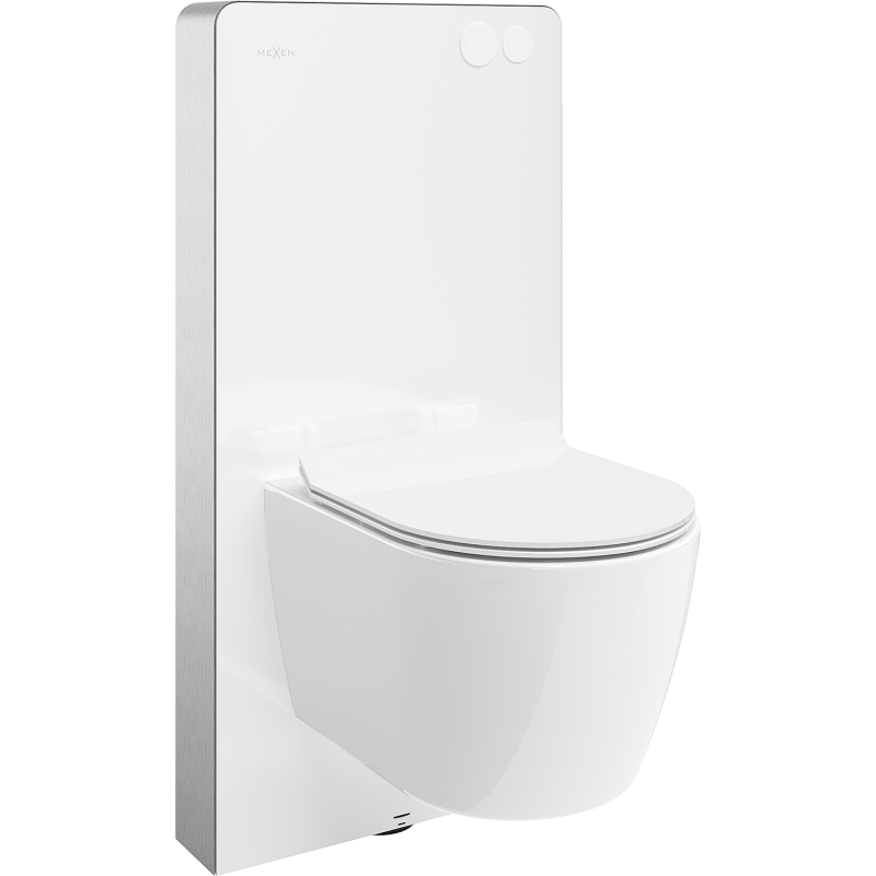Mexen Carmen Oberputz-WC-Set mit pneumatischem Tex Air G Rahmen, Tornado WC-Schüssel und Soft-Close-Sitz, weiß -