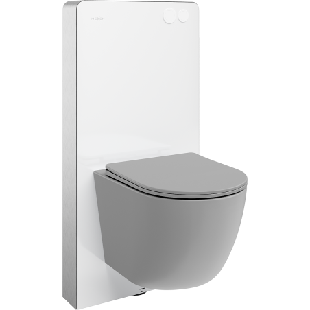Mexen Lena Wandmontierte WC-Garnitur mit pneumatischem Tex Air G Rahmen, WC-Schüssel und Soft-Close-Sitz, hellgrau matt