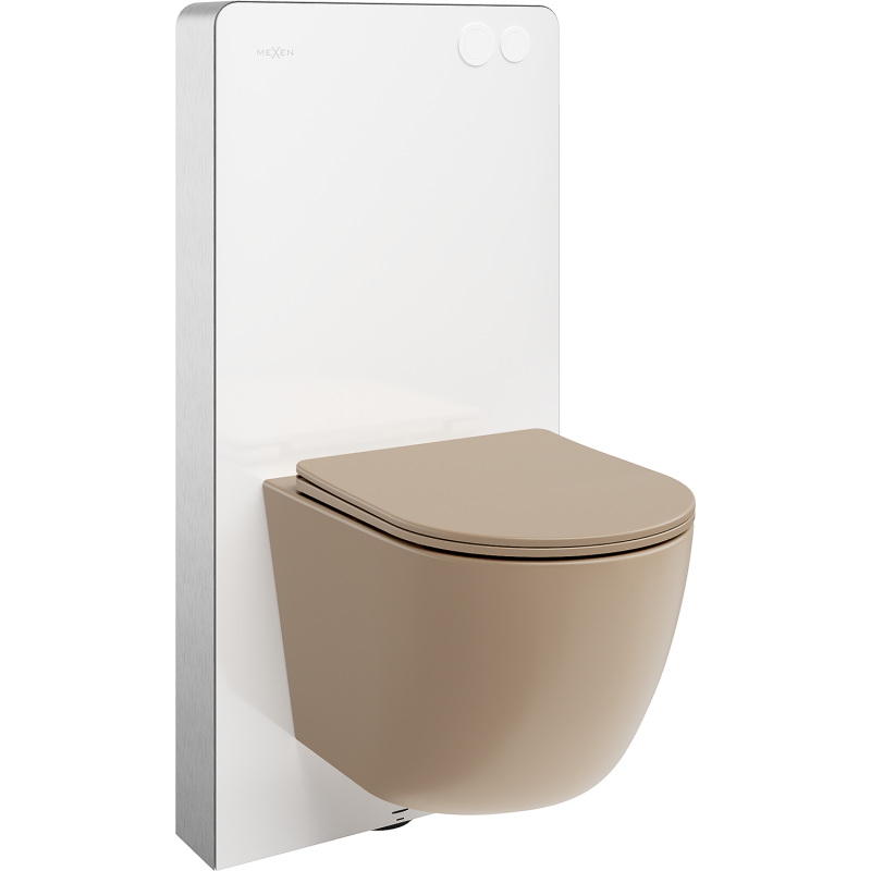 Mexen Lena Aufputz-WC-Set mit pneumatischem Tex Air G Rahmen, WC-Schüssel und Soft-Close-Sitz, Cappuccino matt