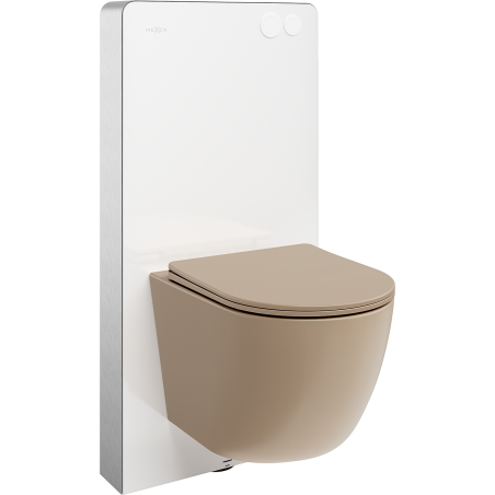 Mexen Lena Aufputz-WC-Set mit pneumatischem Tex Air G Rahmen, WC-Schüssel und Soft-Close-Sitz, Cappuccino matt