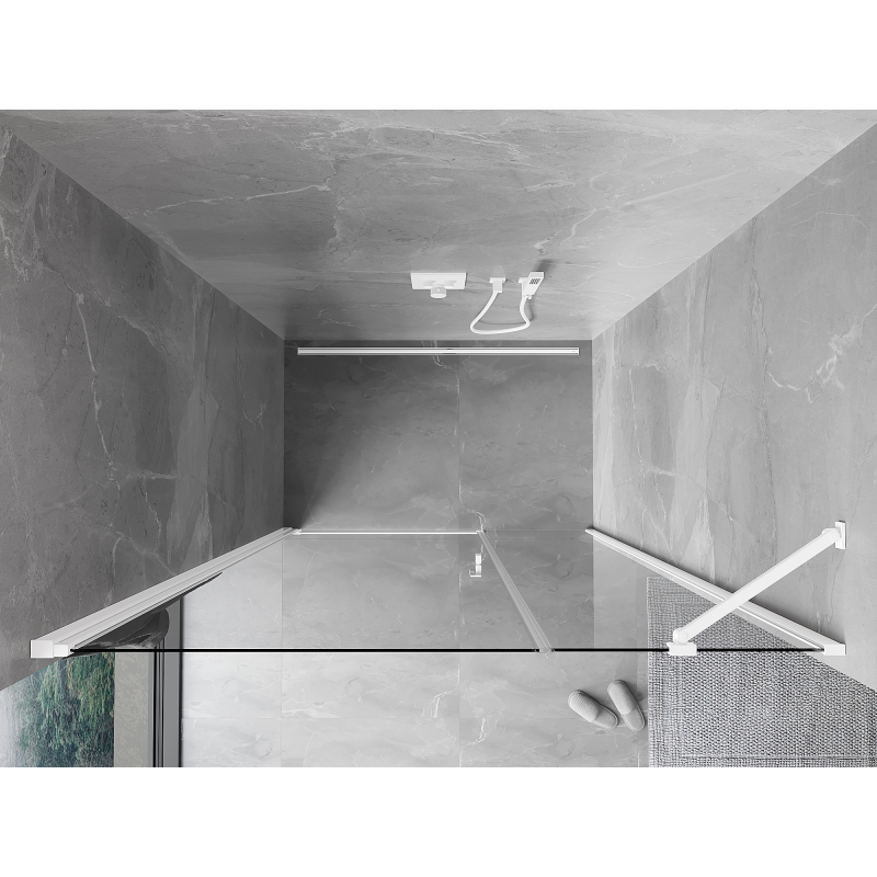 Mexen Mist-B schwenkbare Duschabtrennung 105 cm, transparent, weiß - 8A2-105-001-20-00