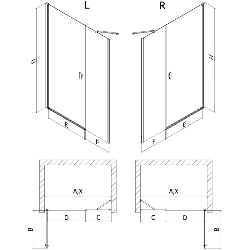 Mexen Mist-B schwenkbare Duschkabinentür 110 cm, transparent, weiß - 8A2-110-001-20-00