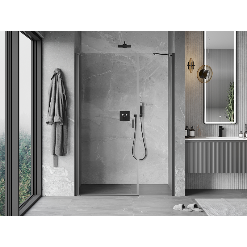 Mexen Mist-B Schwenkbare Duschabtrennung 100 cm, transparent, Gun Metal - 8A2-100-001-95-00