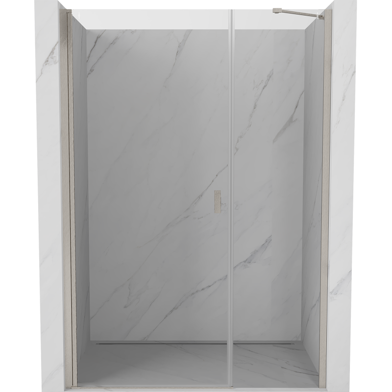 Mexen Mist-B 110 cm schwenkbare Duschabtrennung, transparent, gebürstetes Nickel - 8A2-110-001-97-00