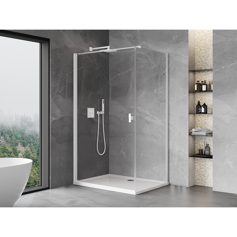 Mexen Mist-B Pendeltür-Duschkabine 75 x 80 cm, transparent, weiß - 8A2T-075-080-20-00