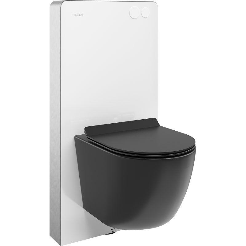 Mexen Lena Unterputz-WC-Set mit pneumatischer Tex Air G Betätigungsplatte und WC-Schüssel mit Softclose-Sitz, mattschwarz