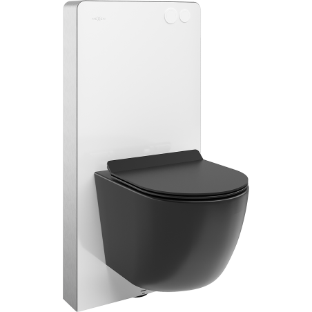 Mexen Lena Unterputz-WC-Set mit pneumatischer Tex Air G Betätigungsplatte und WC-Schüssel mit Softclose-Sitz, mattschwarz