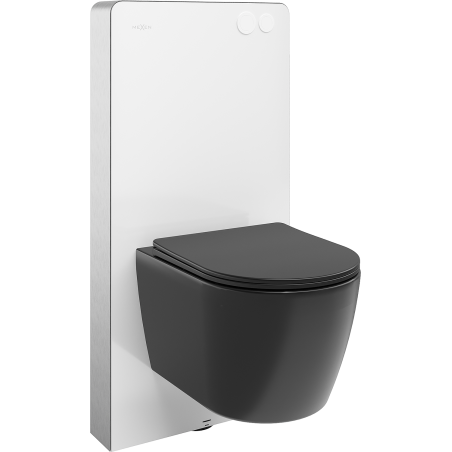 Mexen Carmen Aufputz-WC-Set mit pneumatischem Rahmen Tex Air G mit WC-Schüssel und Soft-Close-Sitz, Schwarz Matt