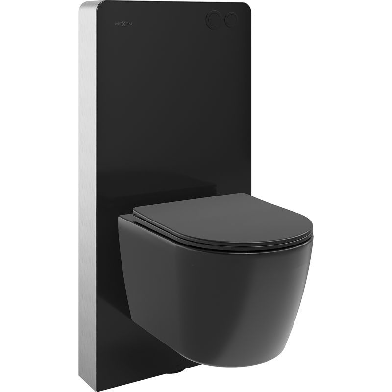 Mexen Carmen Aufputz-WC-Set pneumatischer Rahmen Tex Air G mit WC-Schüssel und Absenkautomatik, schwarz matt - 615030881085A-70