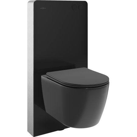 Mexen Carmen Aufputz-WC-Set pneumatischer Rahmen Tex Air G mit WC-Schüssel und Absenkautomatik, schwarz matt - 615030881085A-70