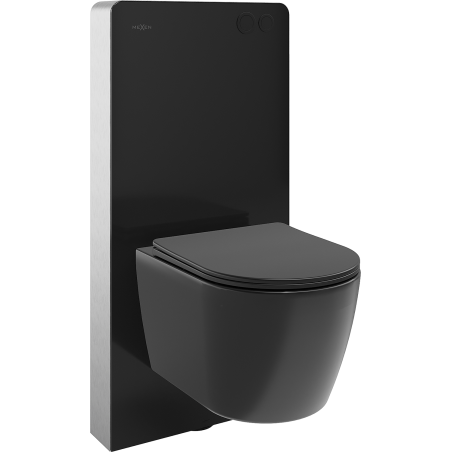Mexen Carmen Aufputz-WC-Set mit pneumatischem Gestell Tex Air G, WC-Schüssel Tornado und Softclose-Sitz, Schwarz Matt