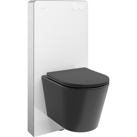 Mexen Rico Aufputzset WC pneumatisches Gestell Tex Air G mit WC-Schüssel Tornado und Soft-Close-Sitz, schwarz matt