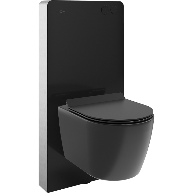 Mexen Carmen Unterputz-WC-Set mit pneumatischen Rahmen Tex Air G mit WC-Schüssel und Softclose-Sitz, schwarzmatt