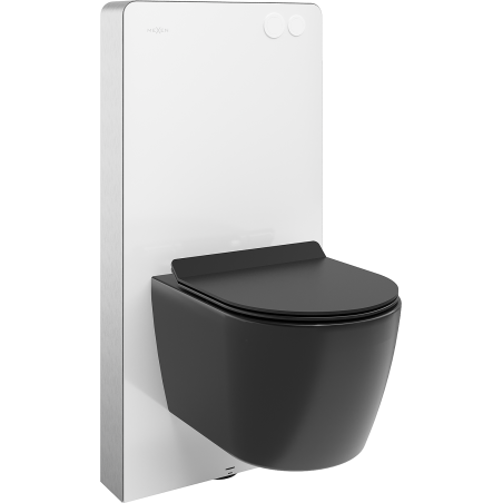 Mexen Carmen Aufputz-WC-Set mit pneumatischem Rahmen Tex Air G mit WC-Schüssel und Soft-Close-Sitz, schwarz matt