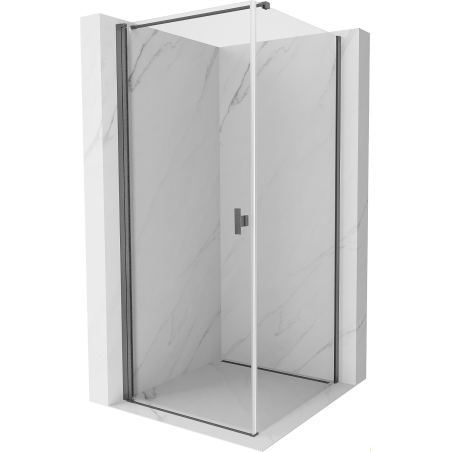 Mexen Mist-B schwenkbare Duschkabine 80 x 80 cm, transparent, gun gray gebürstet - 8A2T-080-080-66-00