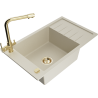 Mexen Elias Granitspüle 1-Becken mit Abtropffläche und Küchenarmatur Duero, beige - 6511-69-671600-50