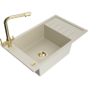 Mexen Elias Granitspüle einbecken mit Abtropffläche und Küchenarmatur Duero, beige - 6511-69-671600-50